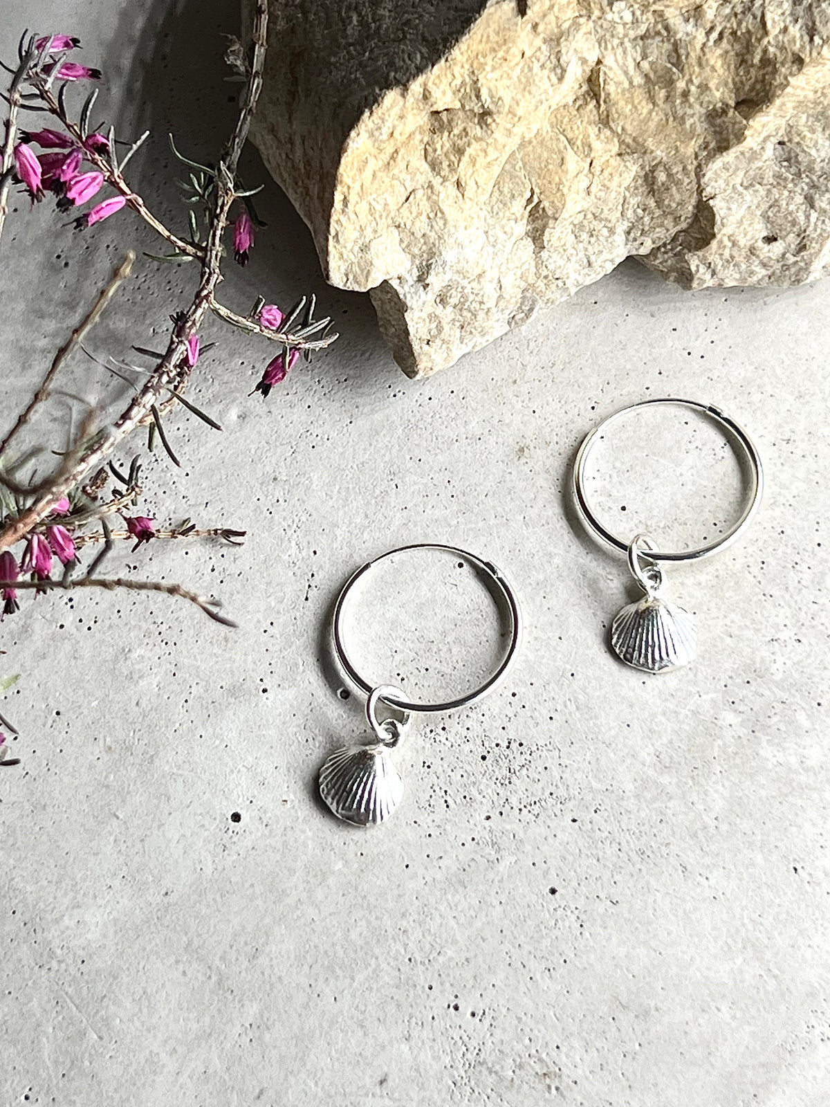Silbermuscheln mit Creolen aus 925 Silber