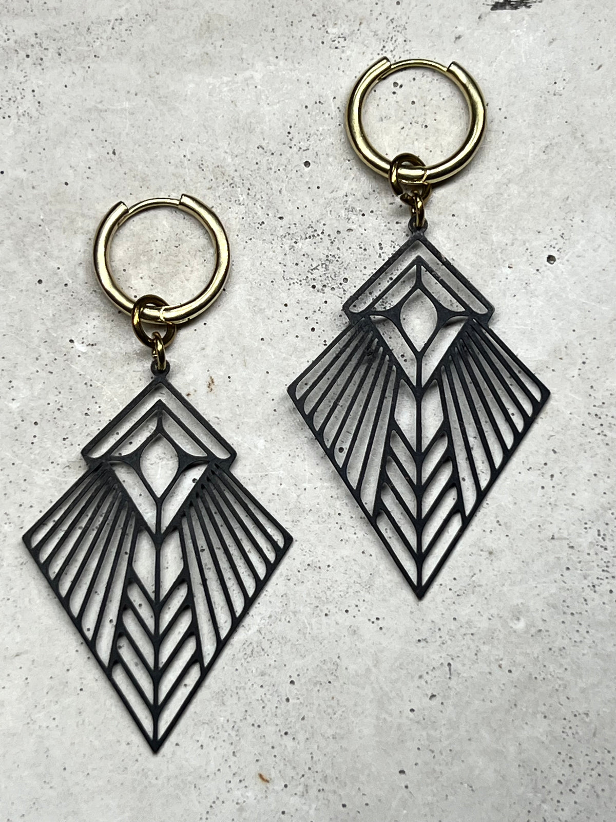 Black Triangle Dreamcatcher earrings