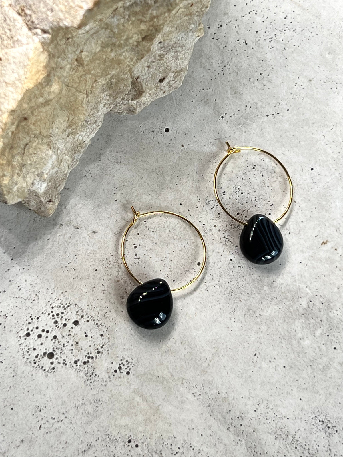 Black Agate Creolen