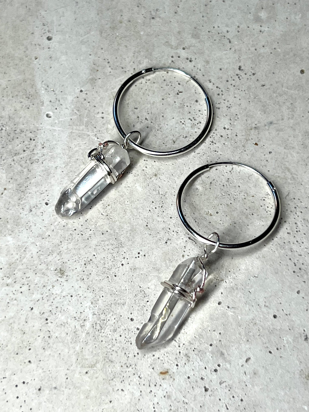Rush 925 Eco Silber Creolen & Bergkristallspitzen
