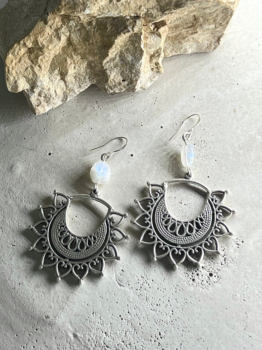 Mahta Moonstone 925 Silver Hooks