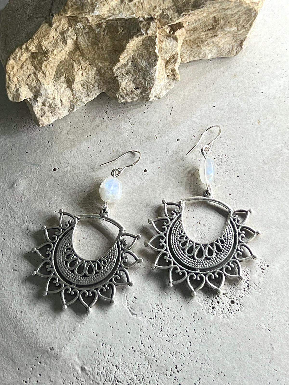 Mahta Moonstone 925 Silver Hooks