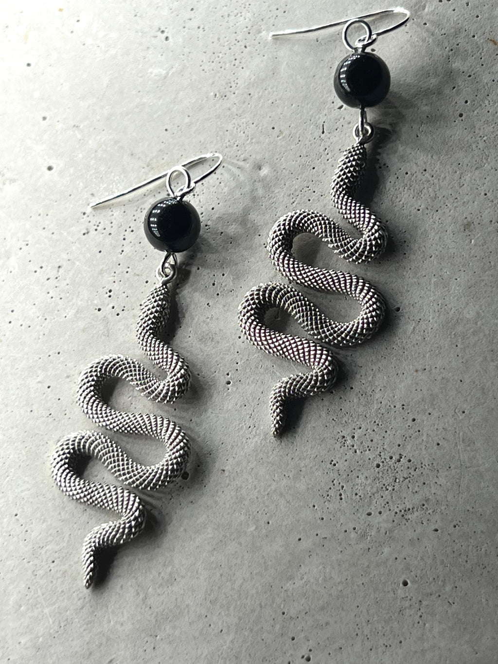 Silver Snake with black Onyx