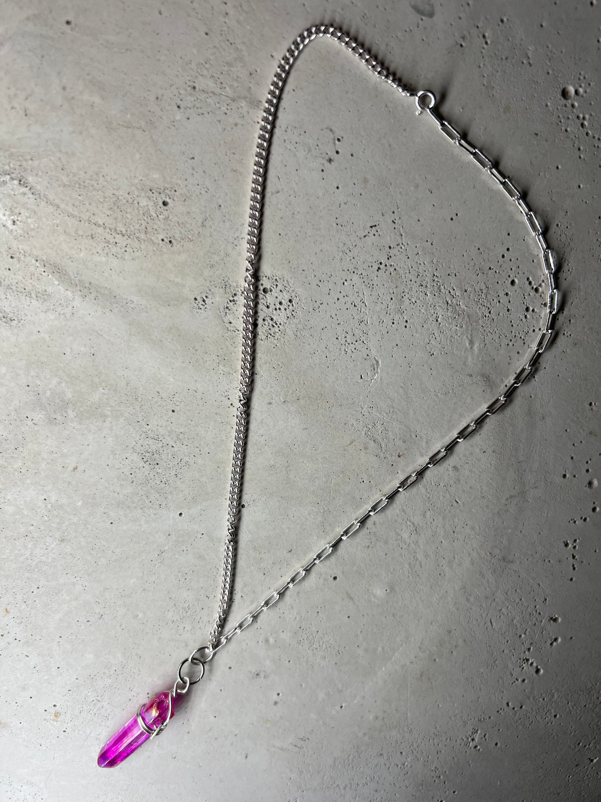 Maari 925 Silver Choker Bergrkistall pink