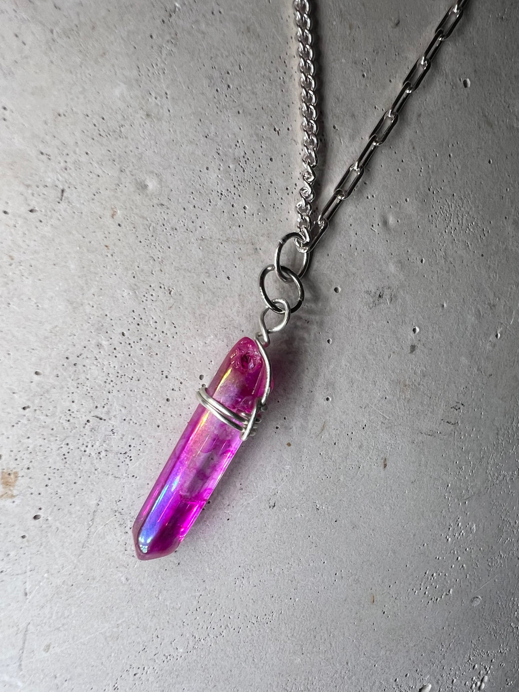 Maari 925 Silver Choker Bergrkistall pink