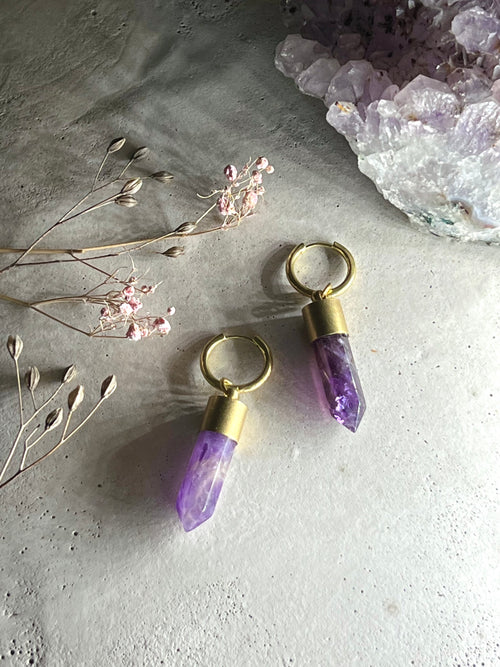 Amethyst Kristallspitzen Creolen