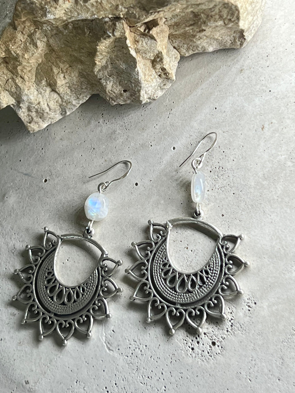 Mahta Moonstone 925 Silver Hooks