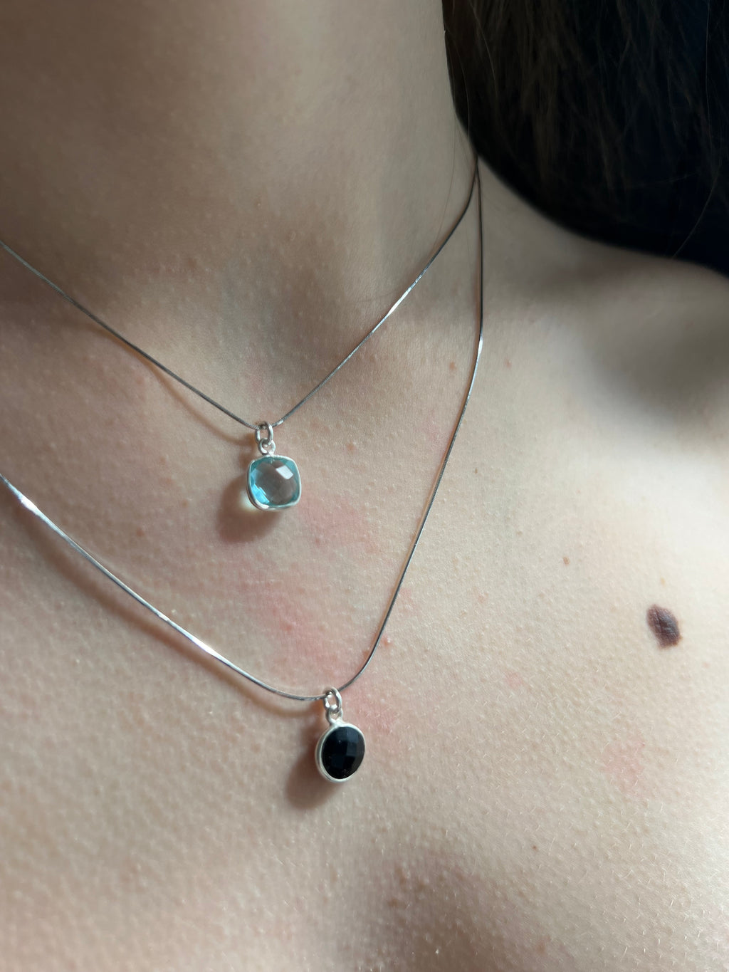 Drop 925 Silber Halskette mit black Onyx