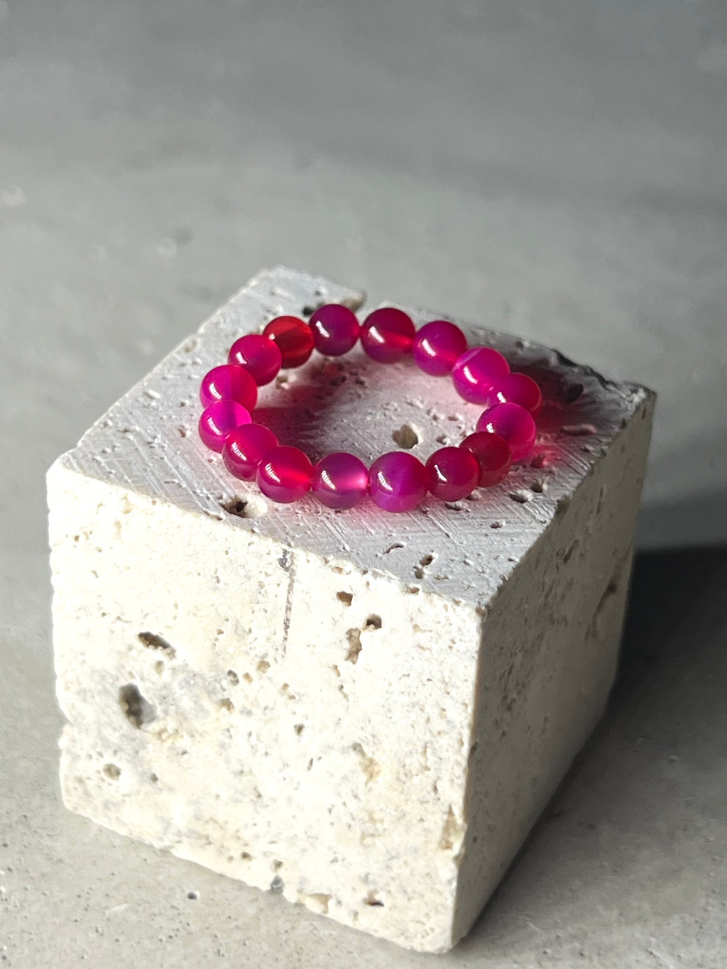 Pink Achat Perlen Ring