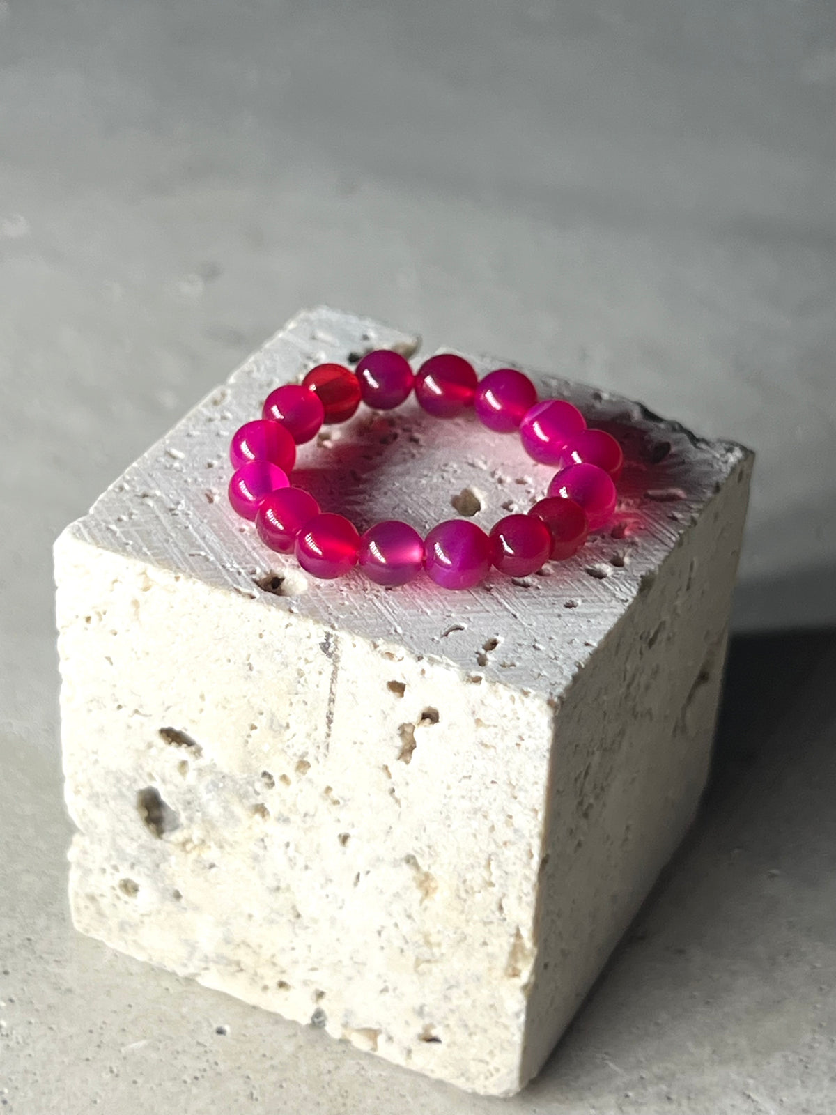 Pink Achat Perlen Ring
