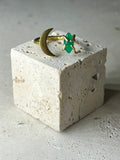 Green onyx moon ring
