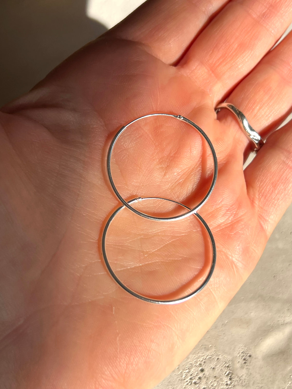 Silver hoop earrings large