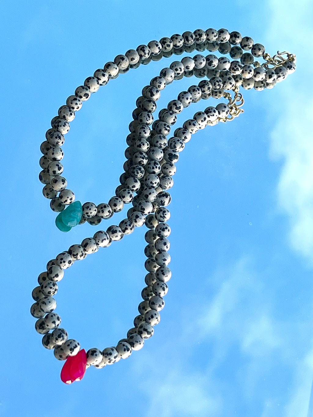 Dalmatiner Jaspis Choker mit pink Chalcedon