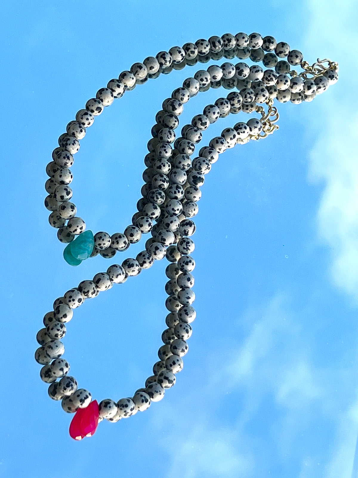 Dalmatiner Jaspis Choker mit pink Chalcedon