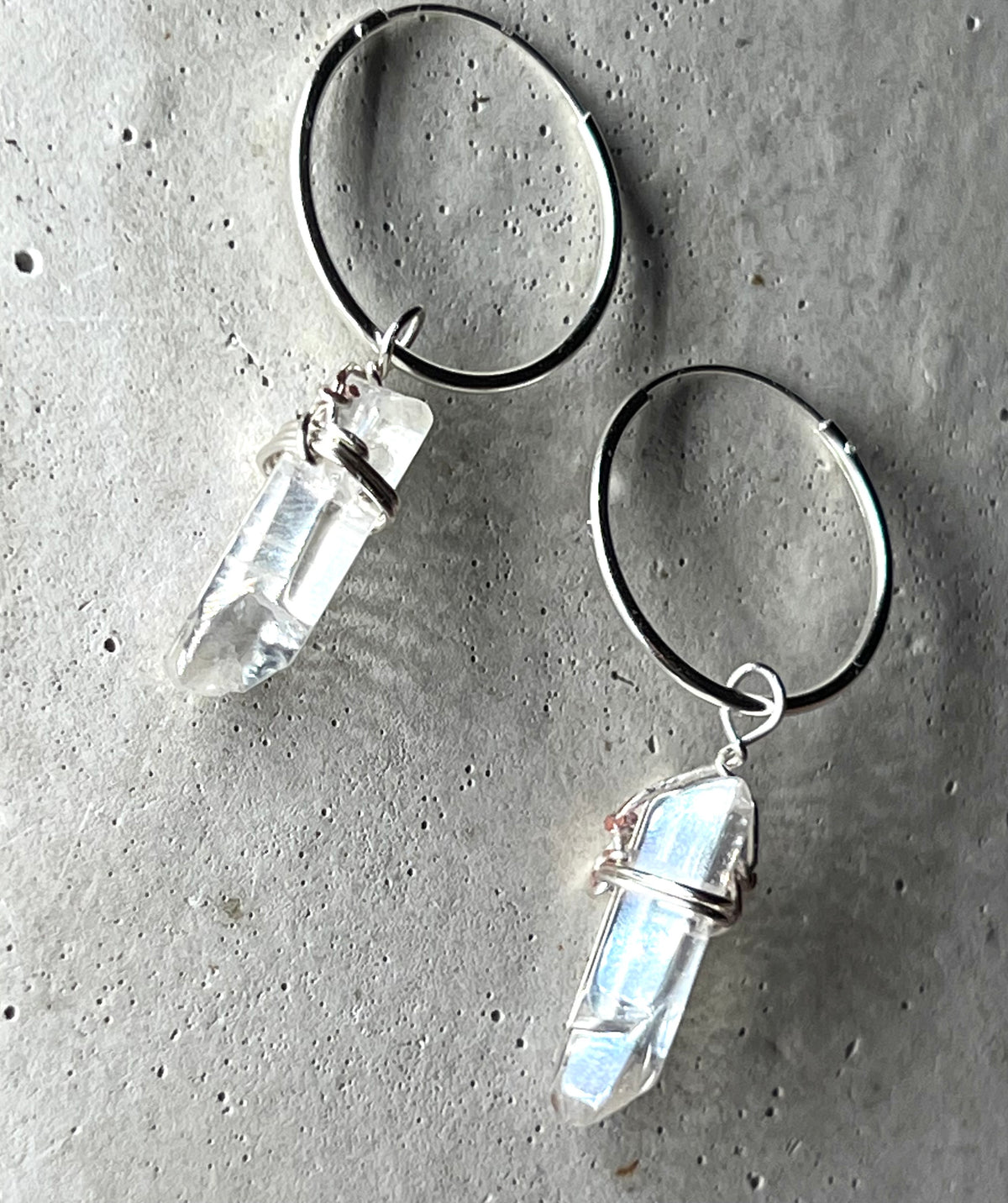 Rush 925 Eco Silber Creolen & Bergkristallspitzen