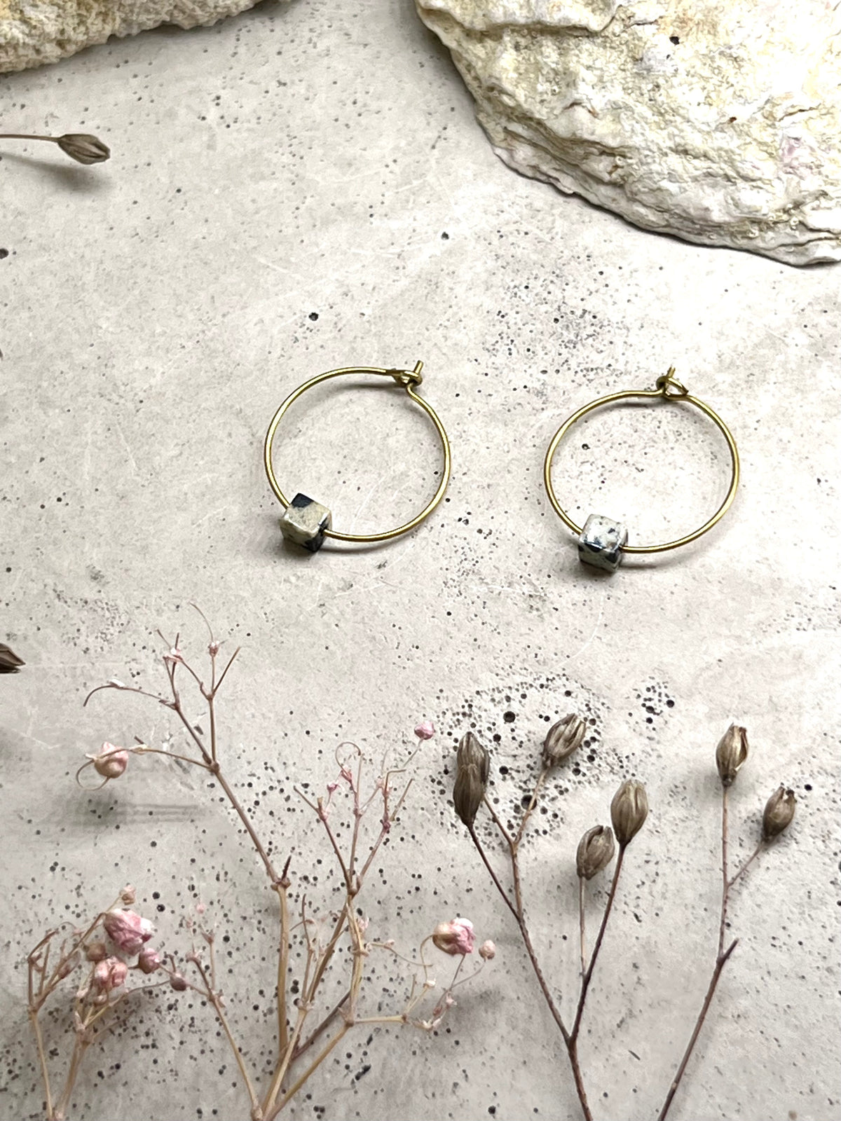 Yulia dalmatian jasper hoop earrings