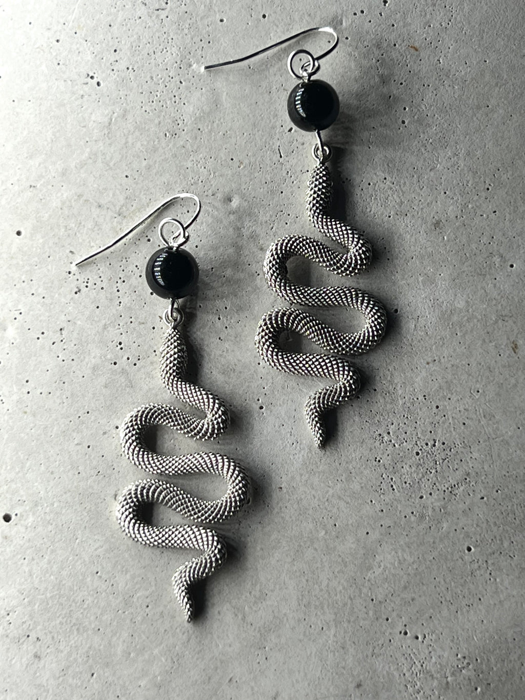 Silver Snake with black Onyx