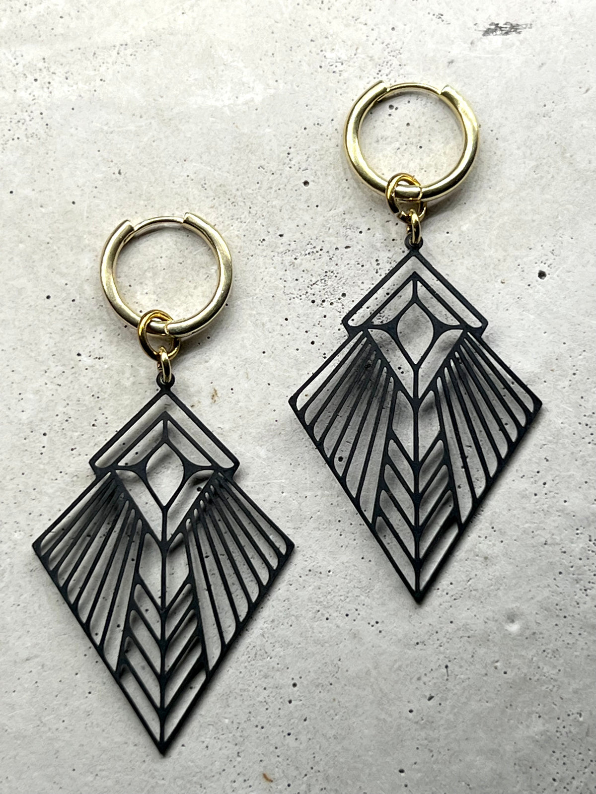 Black Triangle Dreamcatcher earrings