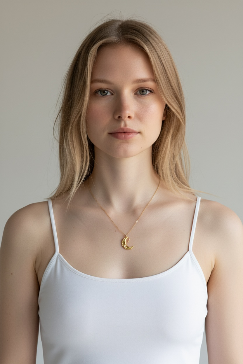 Mond Halskette 925 Silver 18k Gold Vermeil