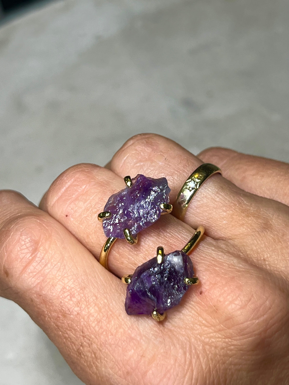 Raw Amethyst Ring 18k No 04