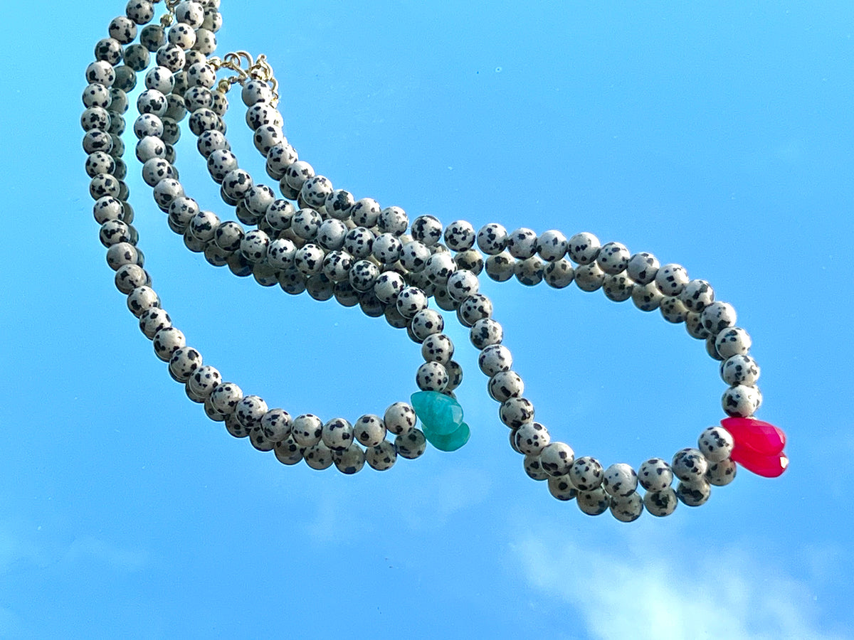 Dalmatiner Jaspis Choker mit pink Chalcedon