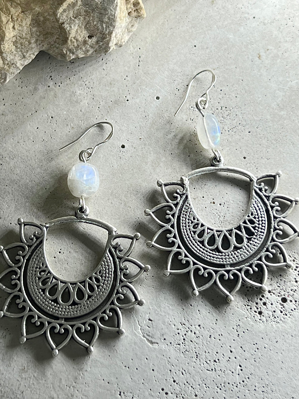 Mahta Moonstone 925 Silver Hooks