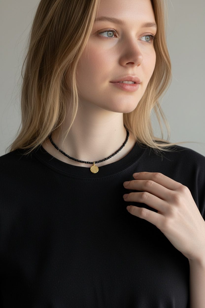 Cutie Perlenkette black Pearls with Flower of Life