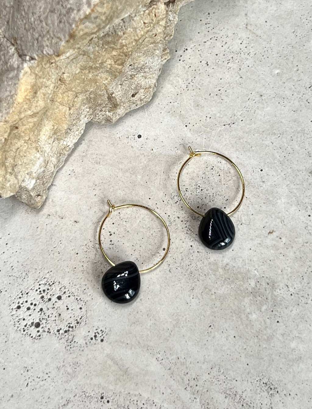 Black Agate Creolen