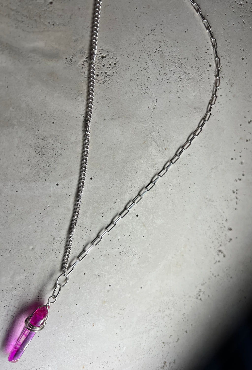 Maari 925 Silver Choker Bergrkistall pink