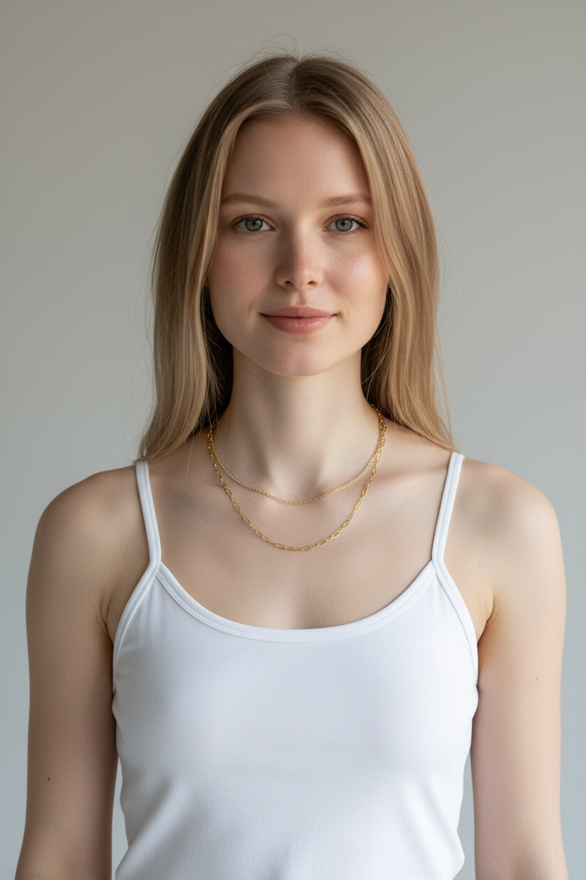 Venezia Double Layer Collier 925 Silber zu 18k vergoldet