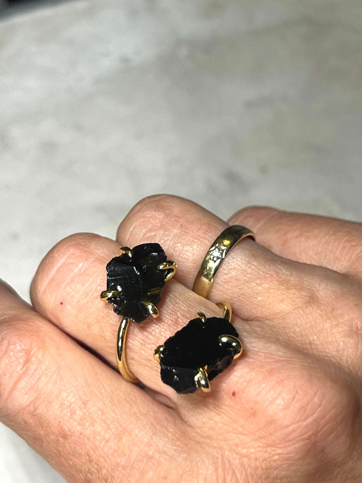 Raw Obsidian Ring 18k No 02