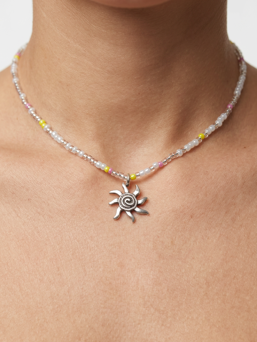 Cutie Perlenkette transparent yellow & silver Pearls
