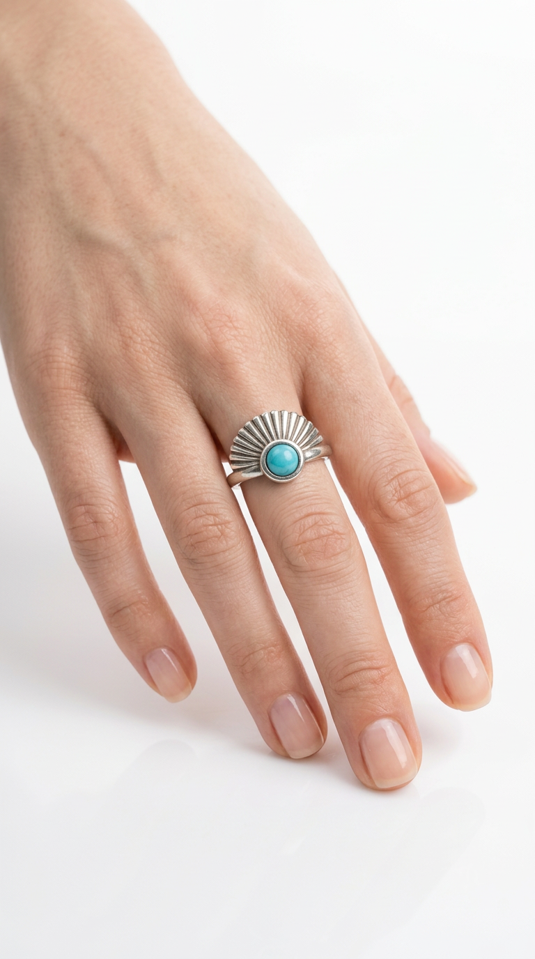 Healing Sun Amazonit Ring versilbert