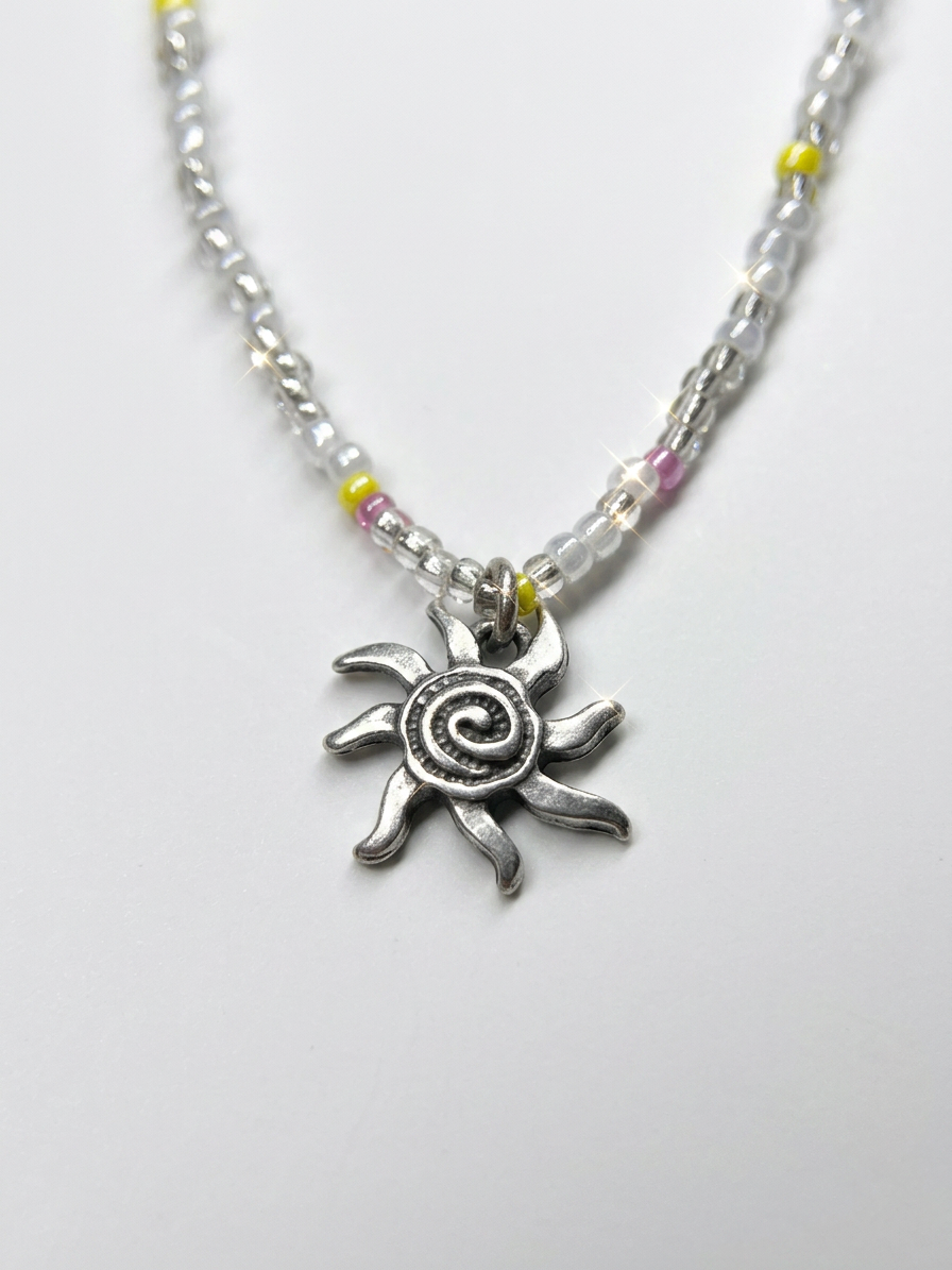 Cutie Perlenkette transparent yellow & silver Pearls