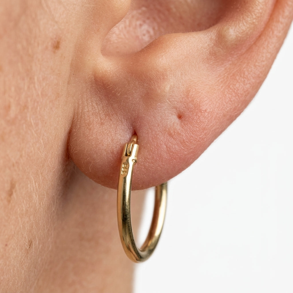 Gold hoop earrings — Macro Detail | Generated by Modelize