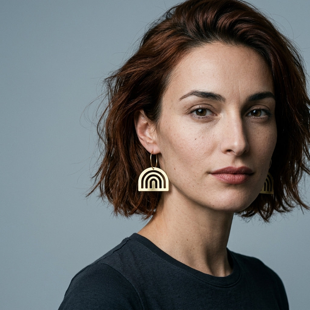 Statement earrings — On Model - Jewelry Portrait | Generated by Modelize