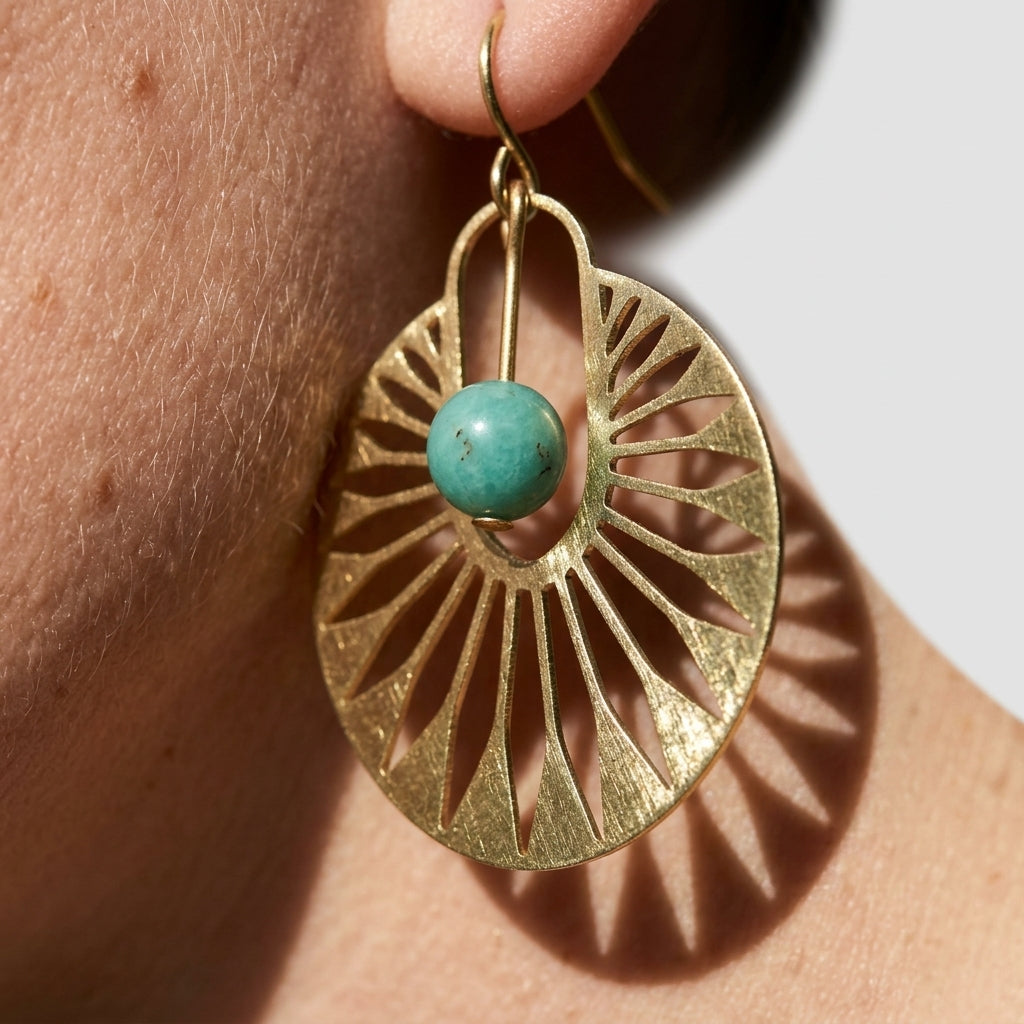 Dangle Earrings — Amazonite Bead Detail | Generated by Modelize