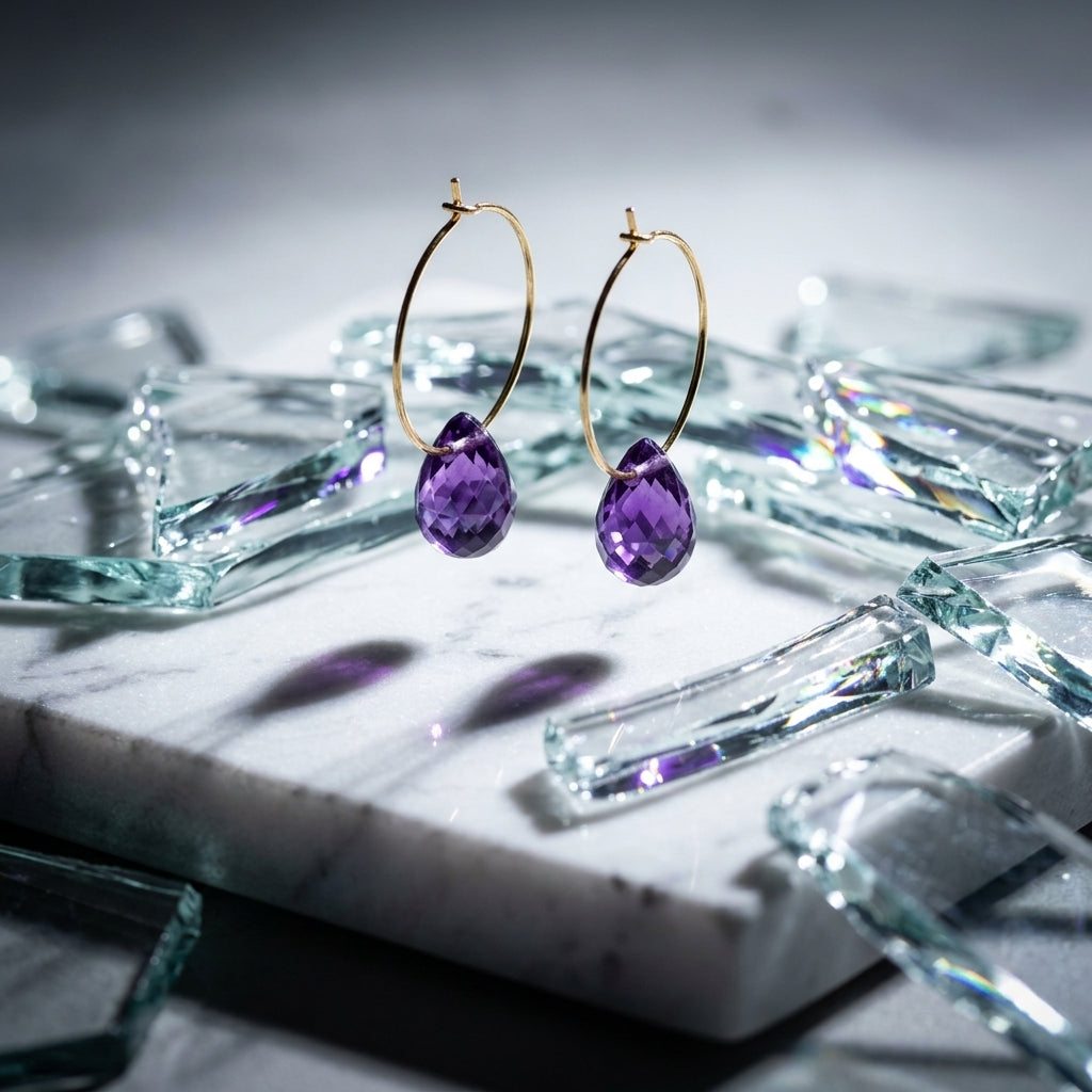 Hoop earrings with pendants — Floating Glass Refraction | Generated by Modelize