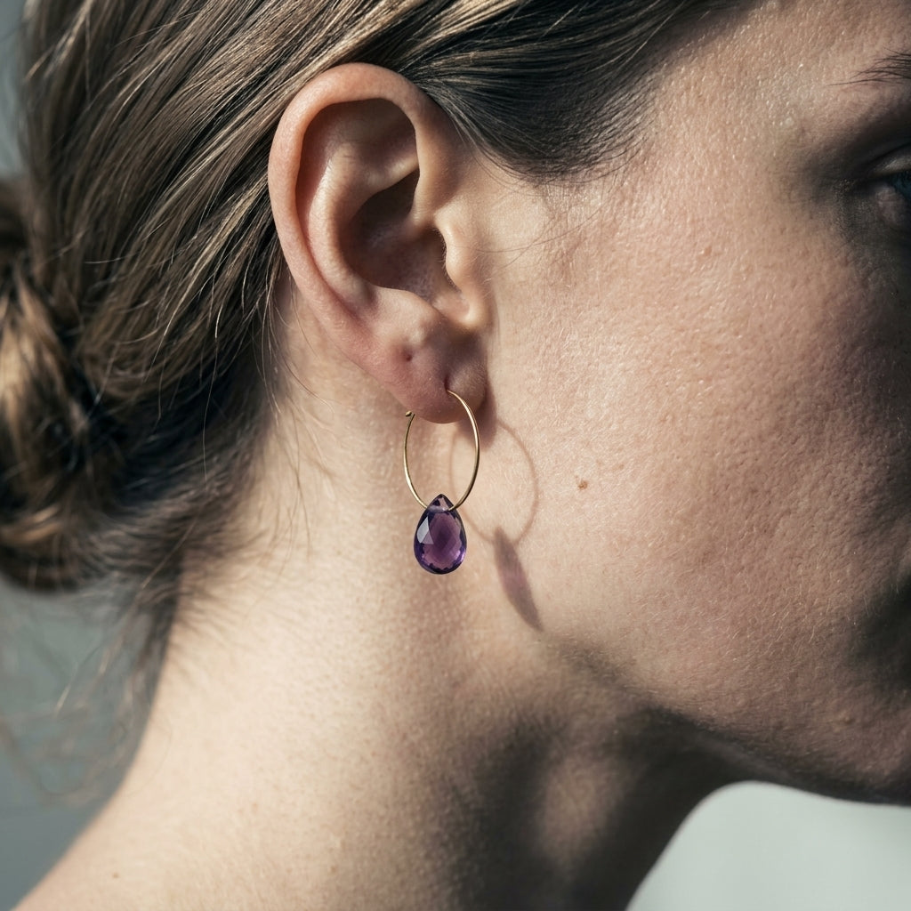 Hoop earrings with pendants — Modern Lifestyle Arrangement | Generated by Modelize