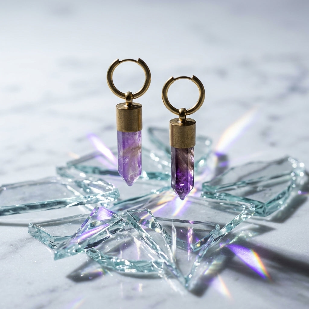 Hoop earrings with crystal pendants — Floating Glass Refraction | Generated by Modelize