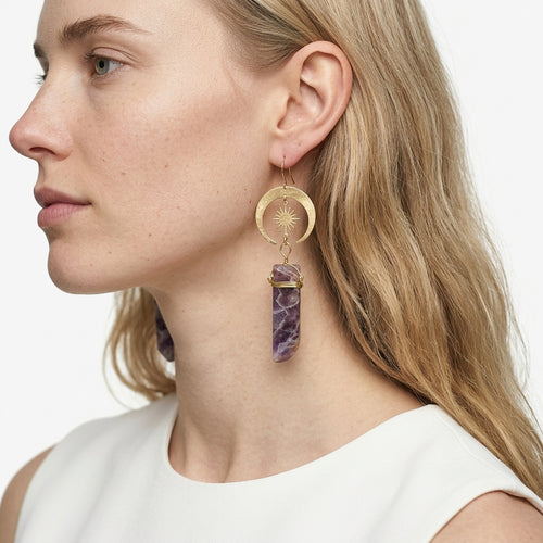 Celestial drop earrings — On Model - Accessories Focus | Generated by Modelize