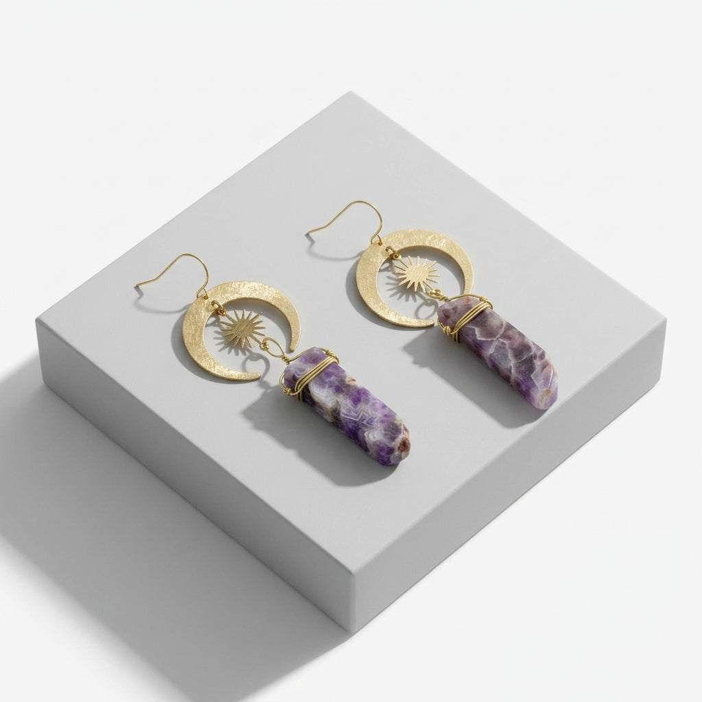 Drop earrings — Minimalist Studio Packshot | Generated by Modelize