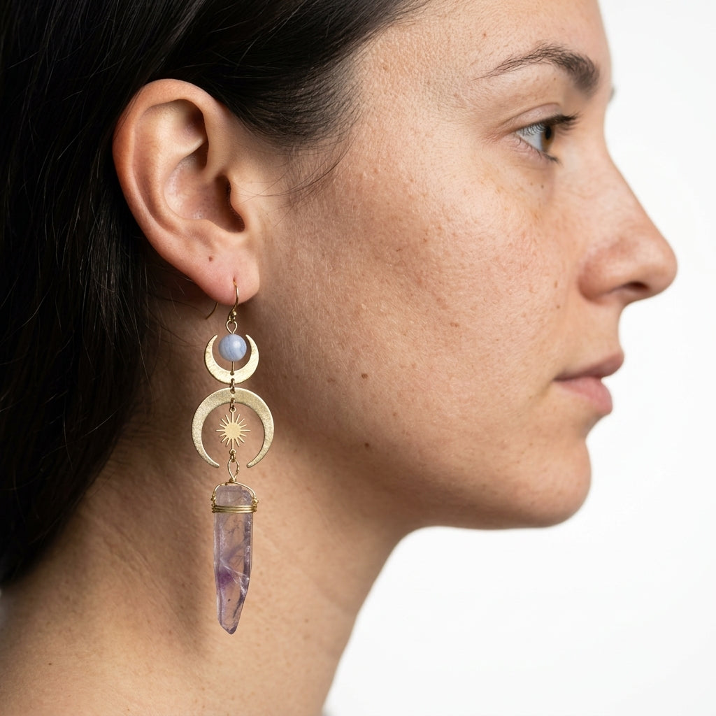 Celestial dangle earrings — Studio Hero | Generated by Modelize