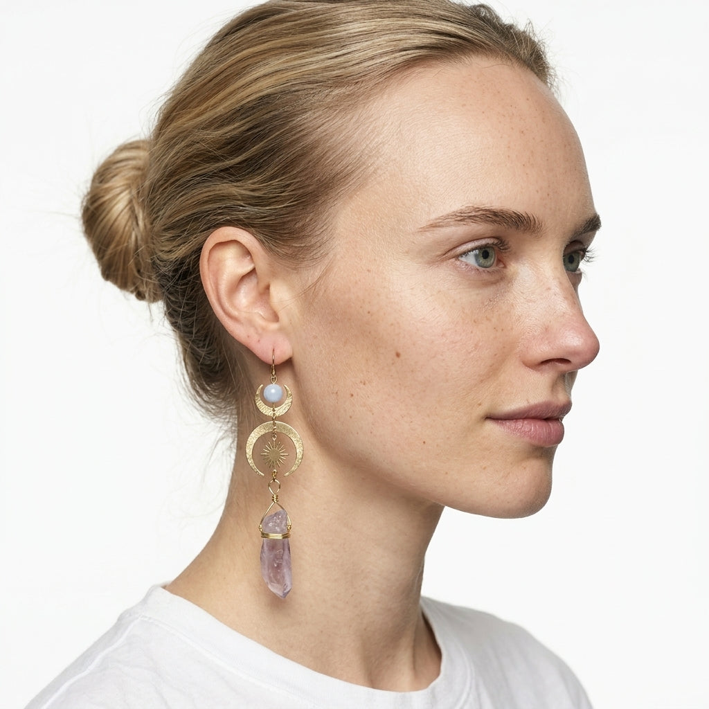 Dangle earrings — On Model - Accessories Focus | Generated by Modelize