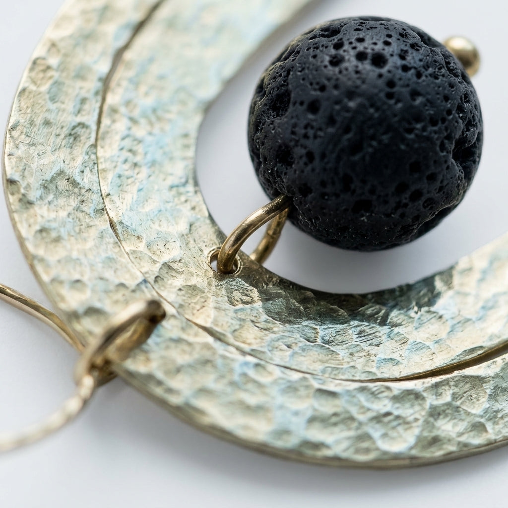 Arch earrings with lava stone — Texture Macro Detail | Generated by Modelize