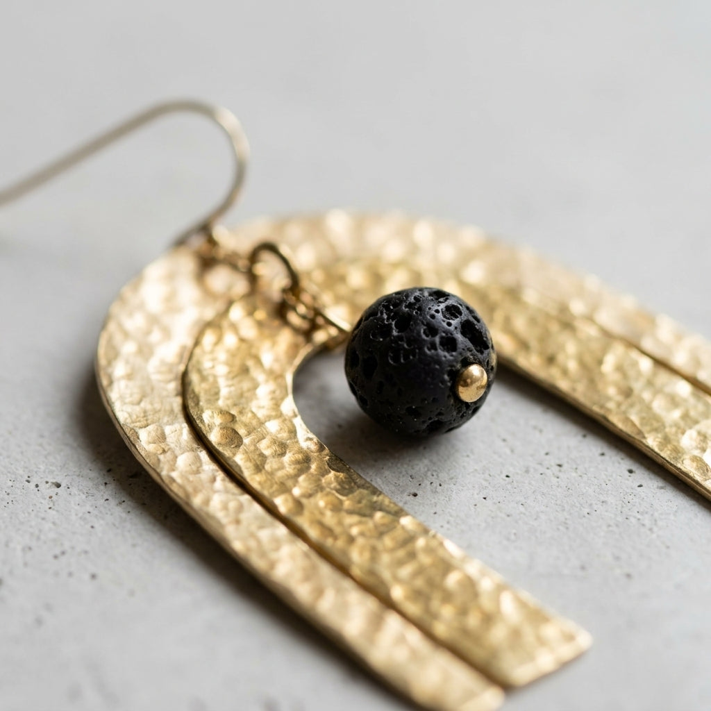 Arched drop earrings — Hammered Texture Detail | Generated by Modelize