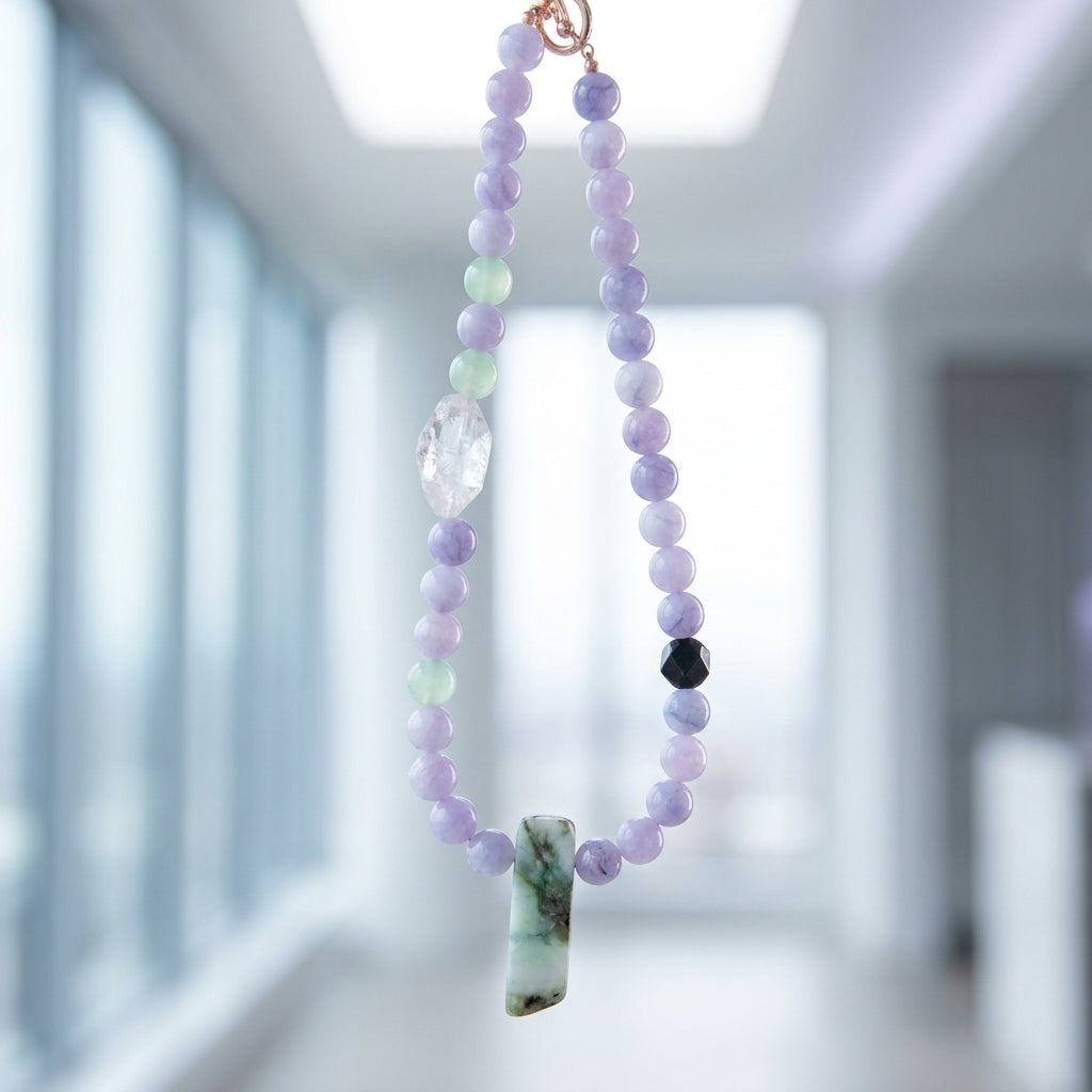 Beaded choker necklace — Levitating Minimalist Shot | Generated by Modelize