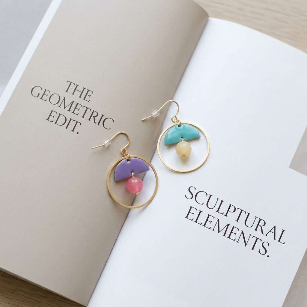 Drop earrings — Elevated Flat Lay | Generated by Modelize