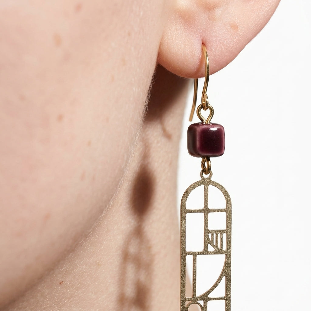 Drop earrings — Ceramic Detail Macro | Generated by Modelize