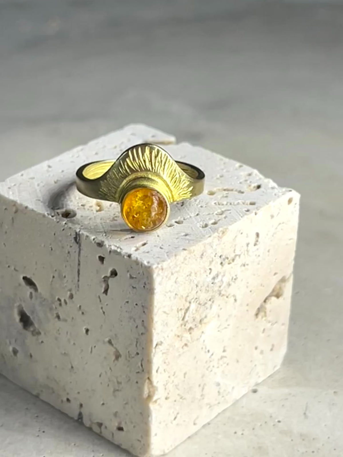 Rising Sun Amber Ring
